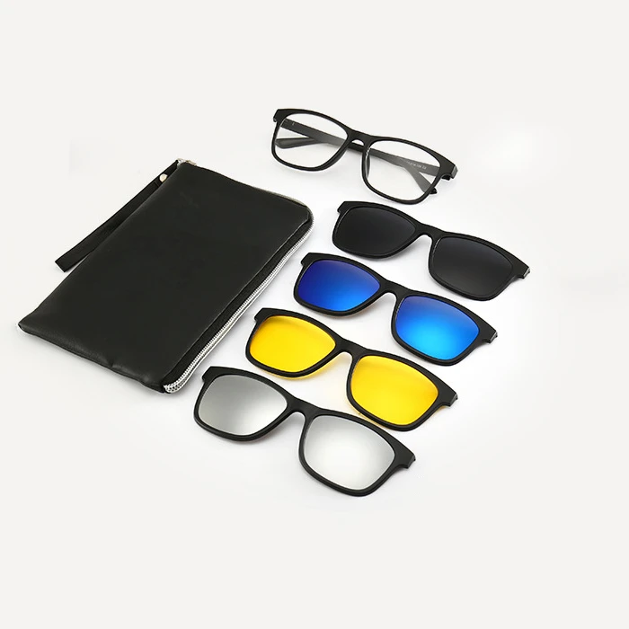 
TR22XX Custom Logo Assorted TR Square Frames Sports Magnetic Clip On Polarized Lens Sunglasses Set 