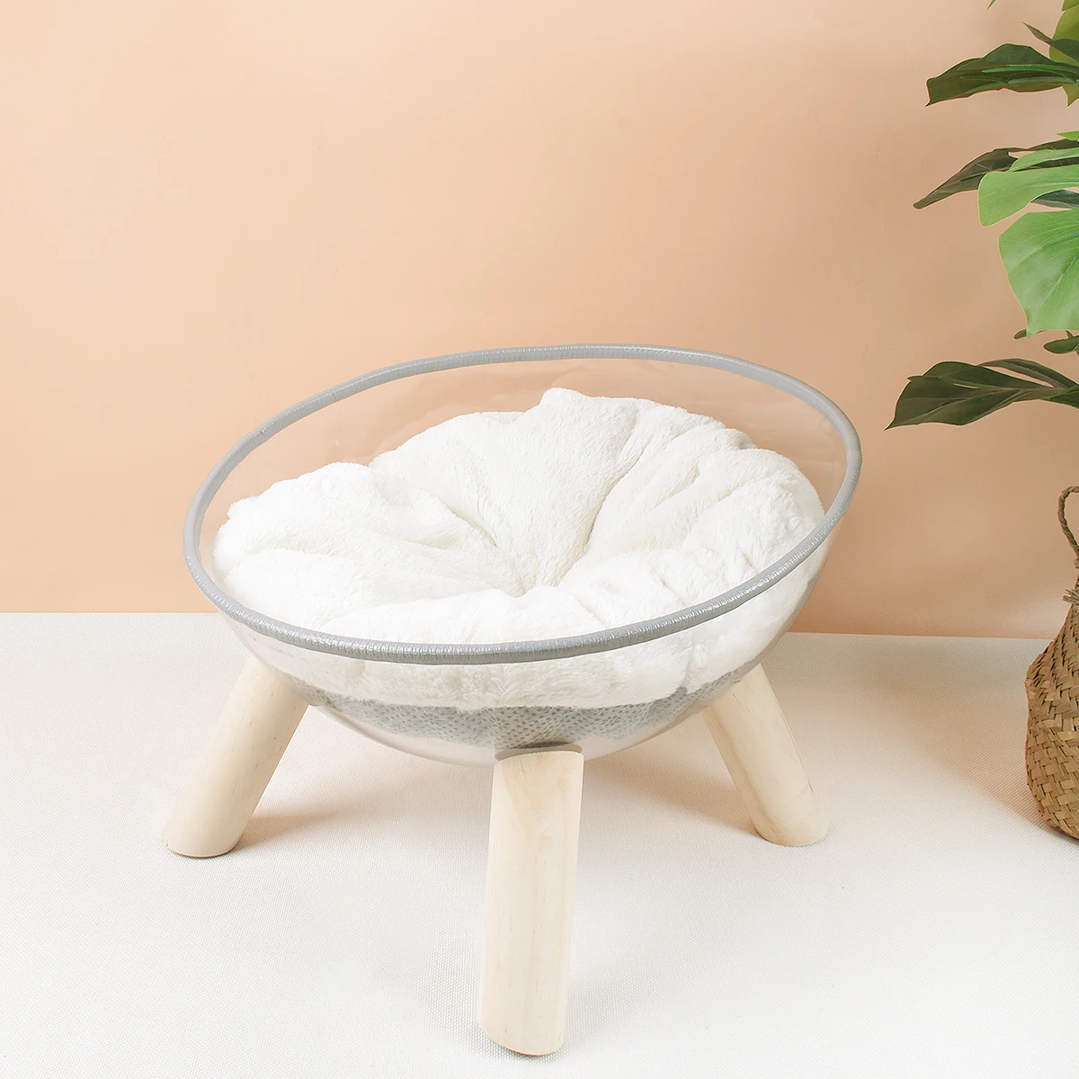 Wholesale Simple Design Comfortable Plastic Dog Cat Egg Chair Nest Washable Transparent Puppy Sleeping Cave Cat Bed With Feet