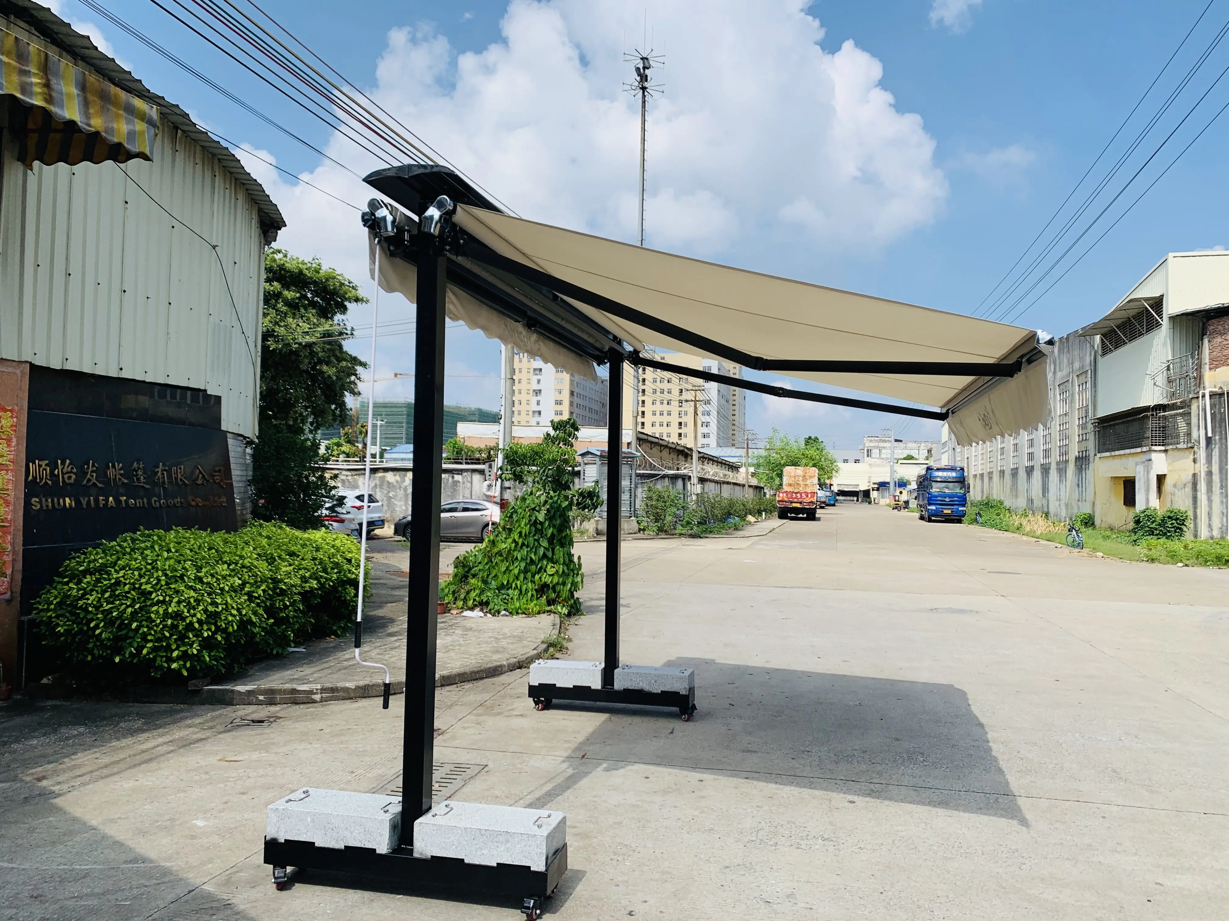 outdoor cheapest model new awning canopy pa coated powder coated motorised  best retractable double side sunshade patio awning