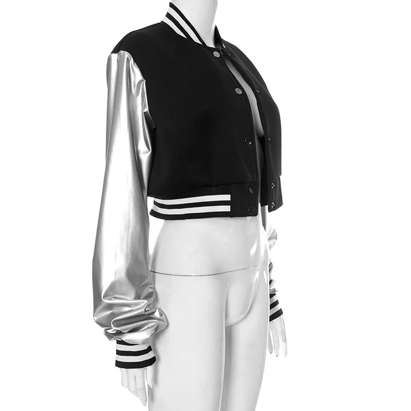 2023 New Arrivals Autumn Letter Embroidery Patchwork Jacket Graphic Coat Crop Baseball Varsiti Jackets For Women