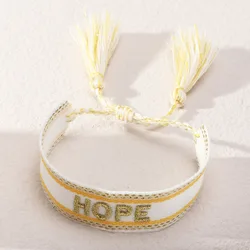 Trendy BOHEMIA Customized Fashion Hand Made vintage embroidery LOVE HOPE alphabet tassel  Bracelet Hand rope