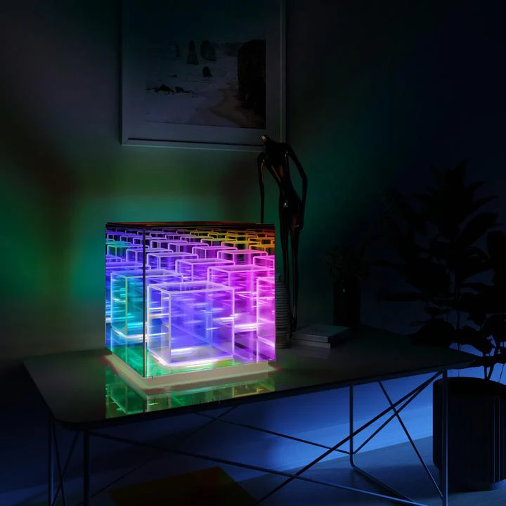 New Modern Restaurant Cube Desk Lamp Acrylic Magic Cubes Led Colorful Night Light Decorative Acrylic Table Lamp