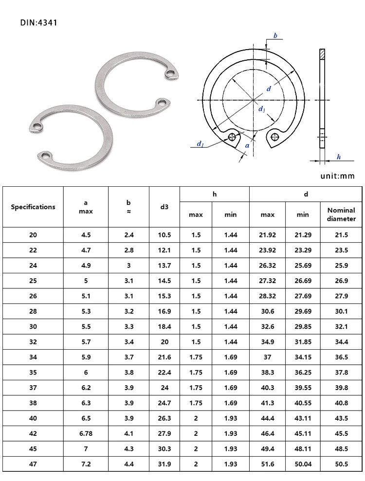 M6 M8 M20 M10, carbon steel stainless steel C Type Retaining Ring External Retaining Rings Circlip E Shape Lock Washer/