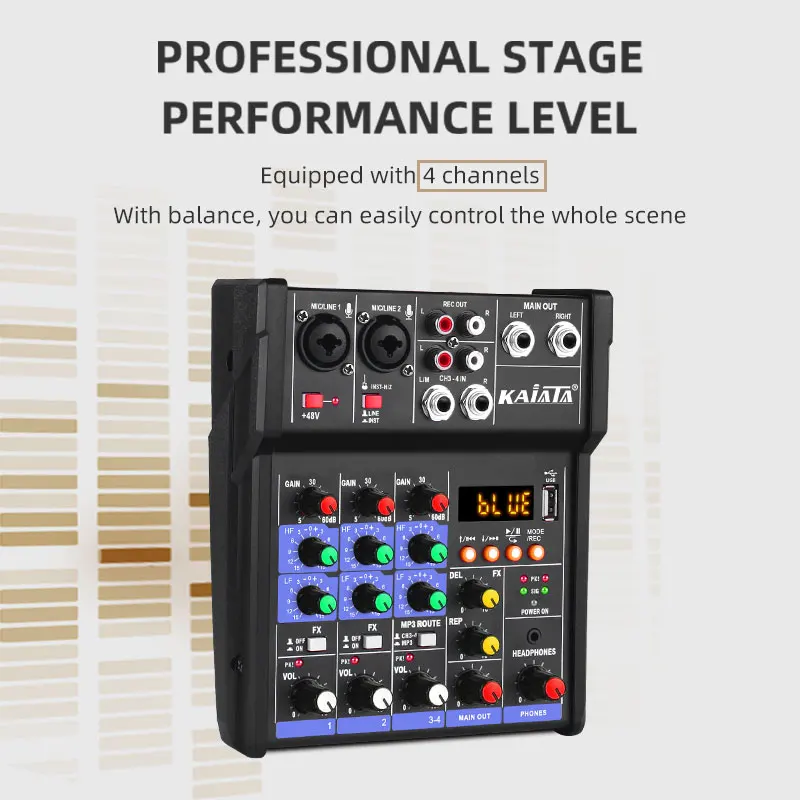 G4- 6 4 Channels Portable Audio Mixer Home Karaoke Sound Mixing Computer Audio Mixer