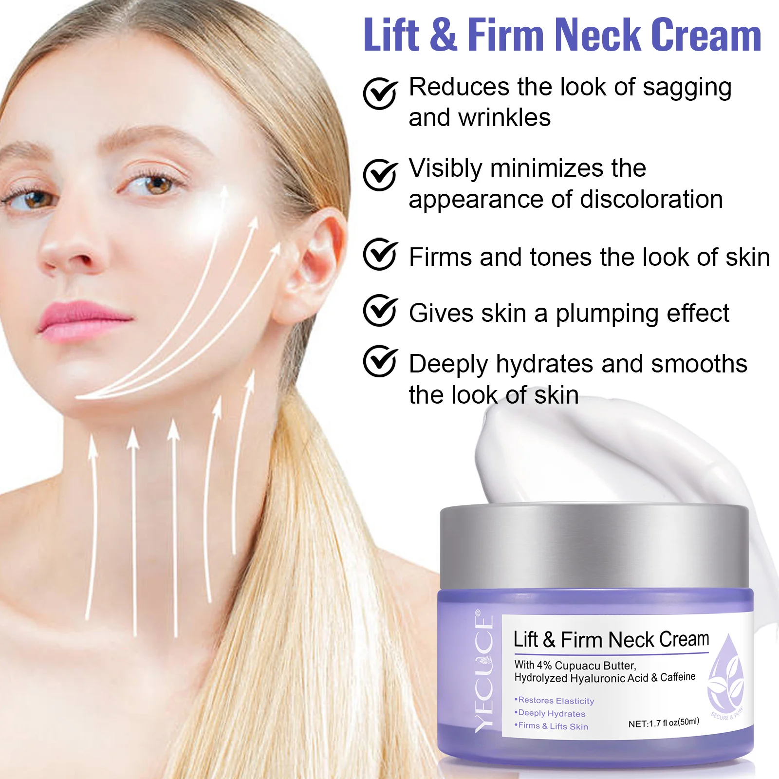 YECUCE Wholesale Advance Women Neck Firming Cream Hydrating Anti Aging Wrinkles Neck Lift Cream for Tightening and Firming