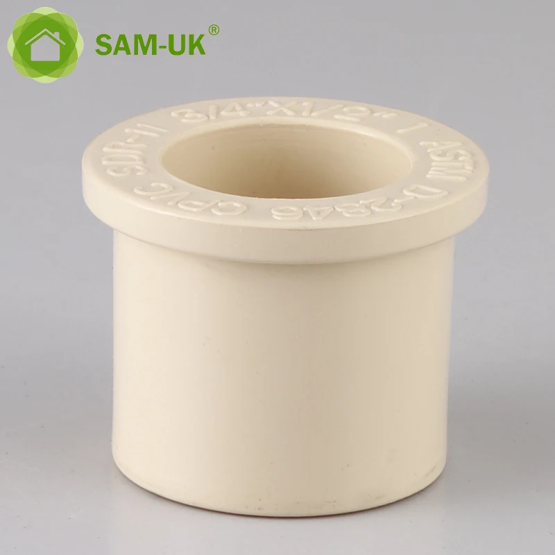Factory wholesale customizable plastic yellow cpvc pipe fittings plumbing bush fitting smooth reducing bush