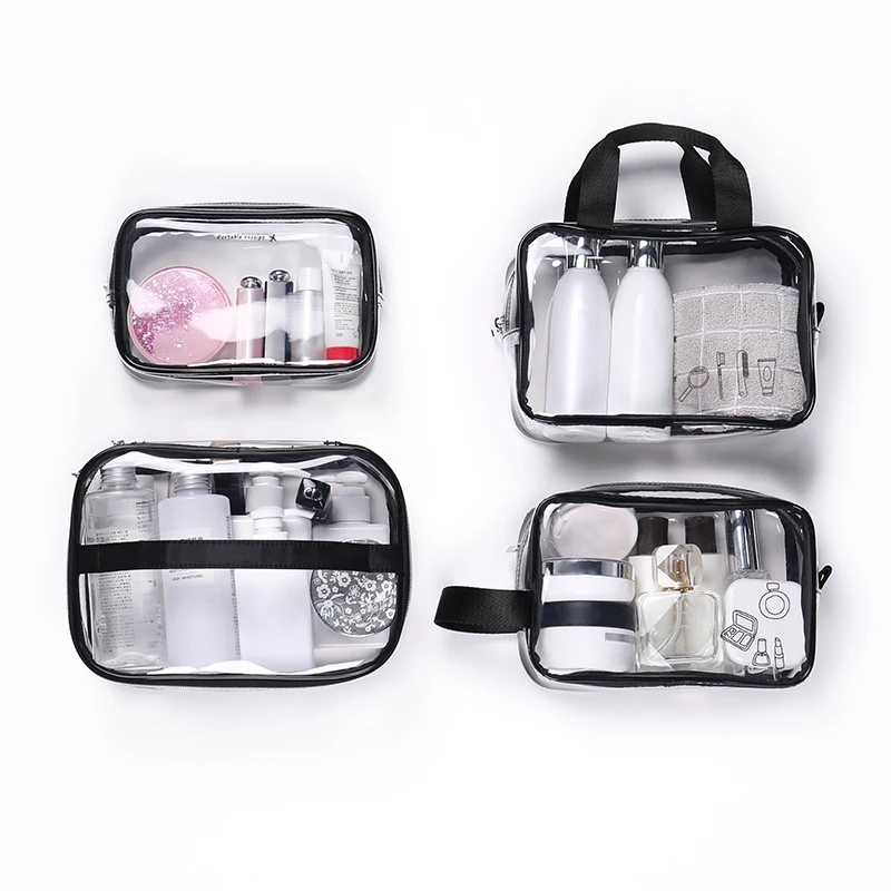 Wholesale Cute Makeup Organizer Soft Large Capacity Zipper Transparent Large Clear Travel Eco-friendly PVC Cosmetic Bags
