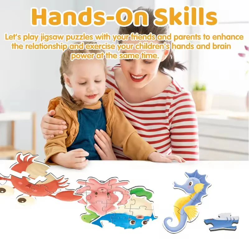 6 in 1 Educational Jigsaw Puzzles Montessori Puzzle Games 39 Pieces Multi Themes Floor Puzzle for Toddlers