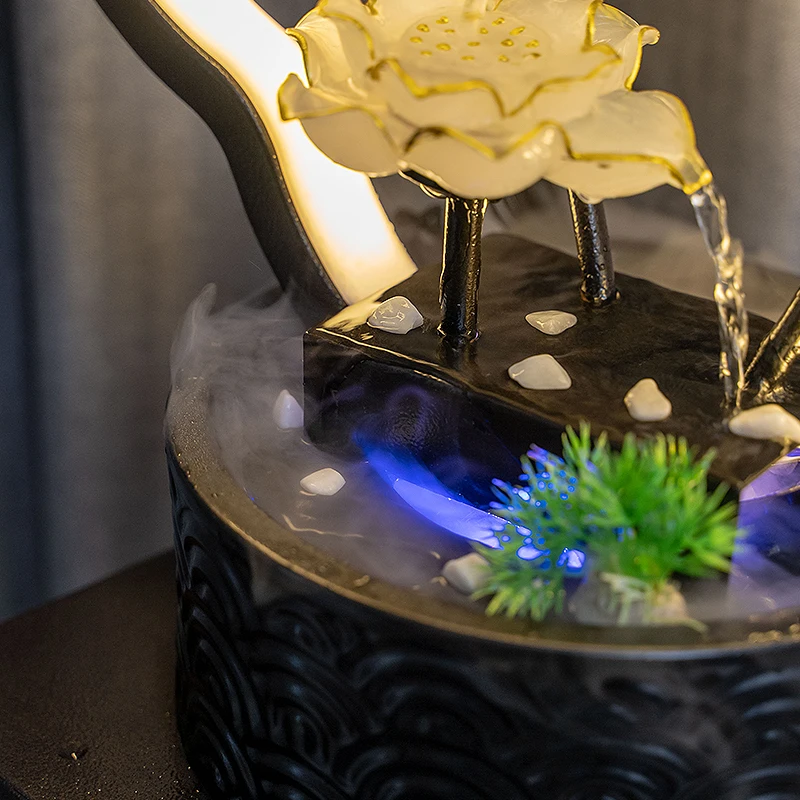 Custom design tabletop waterfall with light, home decorative mini water fountain indoor/