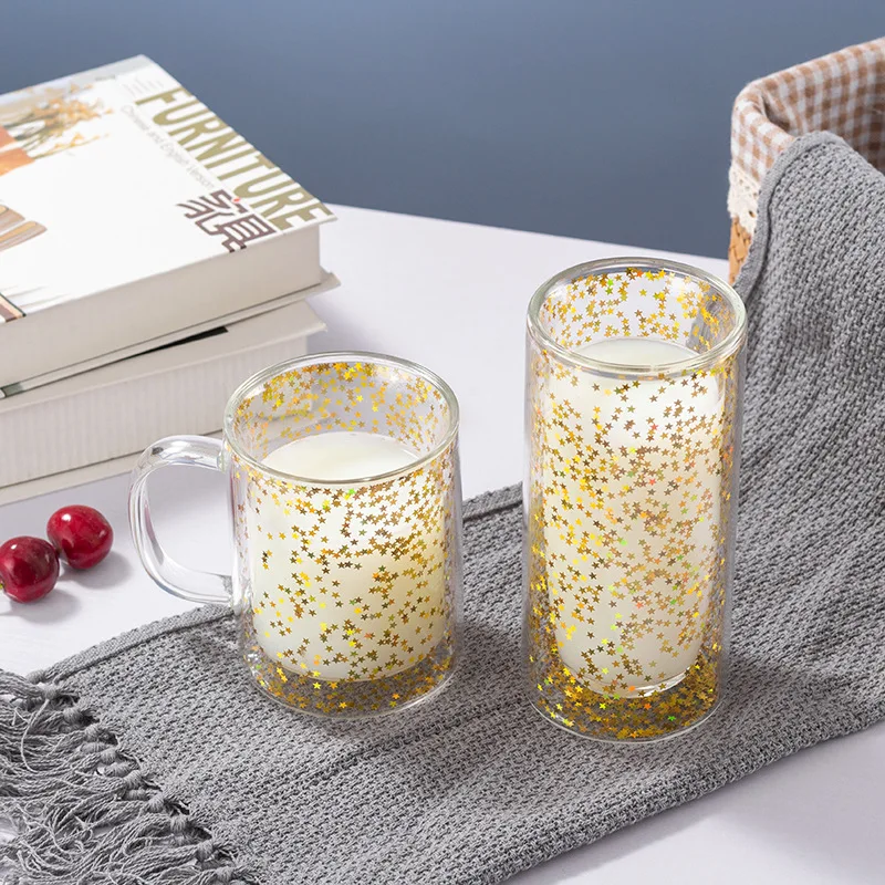 TLG-003 350ml double wall high borosilicate glass wine glass cup with your label  coffee cups