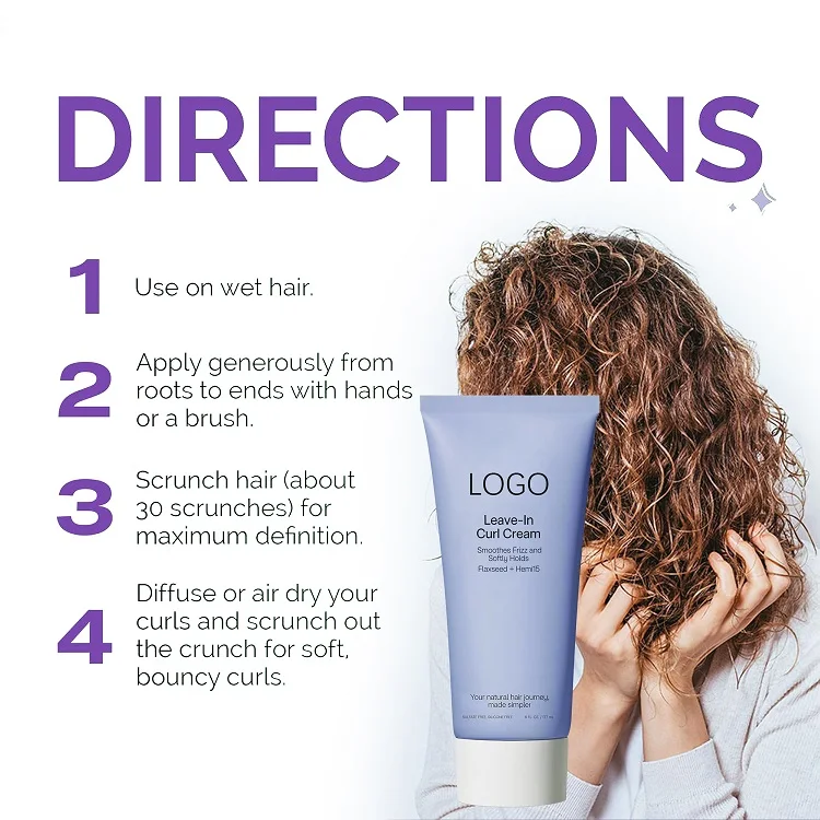 Private Label Organic Anti Frizz Smoothing Hair Styling Curling Cream Leave-In Bouncy Curls Defining Cream