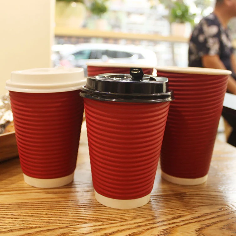 
Paper Cups Custom Disposible Logo 12Oz Printed Low Price Jackets Tea Manufacturers - Disposable Coffee Cup With Lid And Sleeve 
