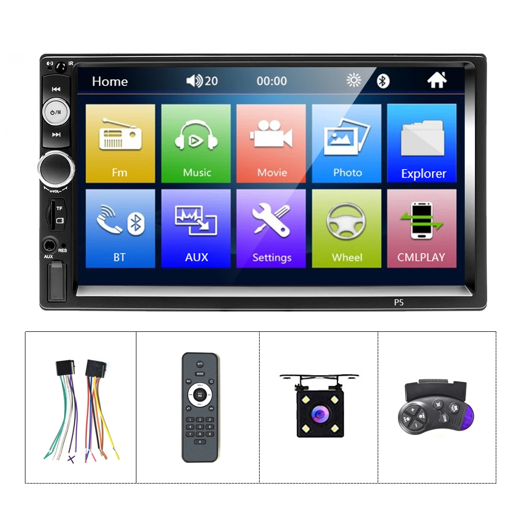 Автомагнитола Podofo 7 дюймов 2 Din BT/USB/FM + 4 ИК камеры заднего вида автомобильный Dvd-плеер
