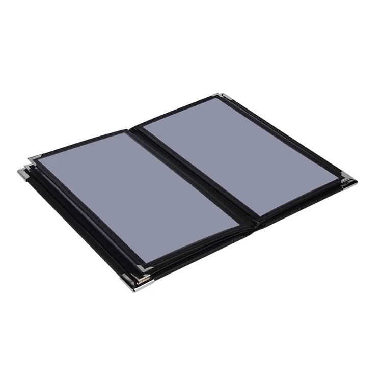 Custom Leather Restaurant Menu Covers New Multiple Pages Restaurant Transparent Plastic Menu Holders Booklet Style 10 Views