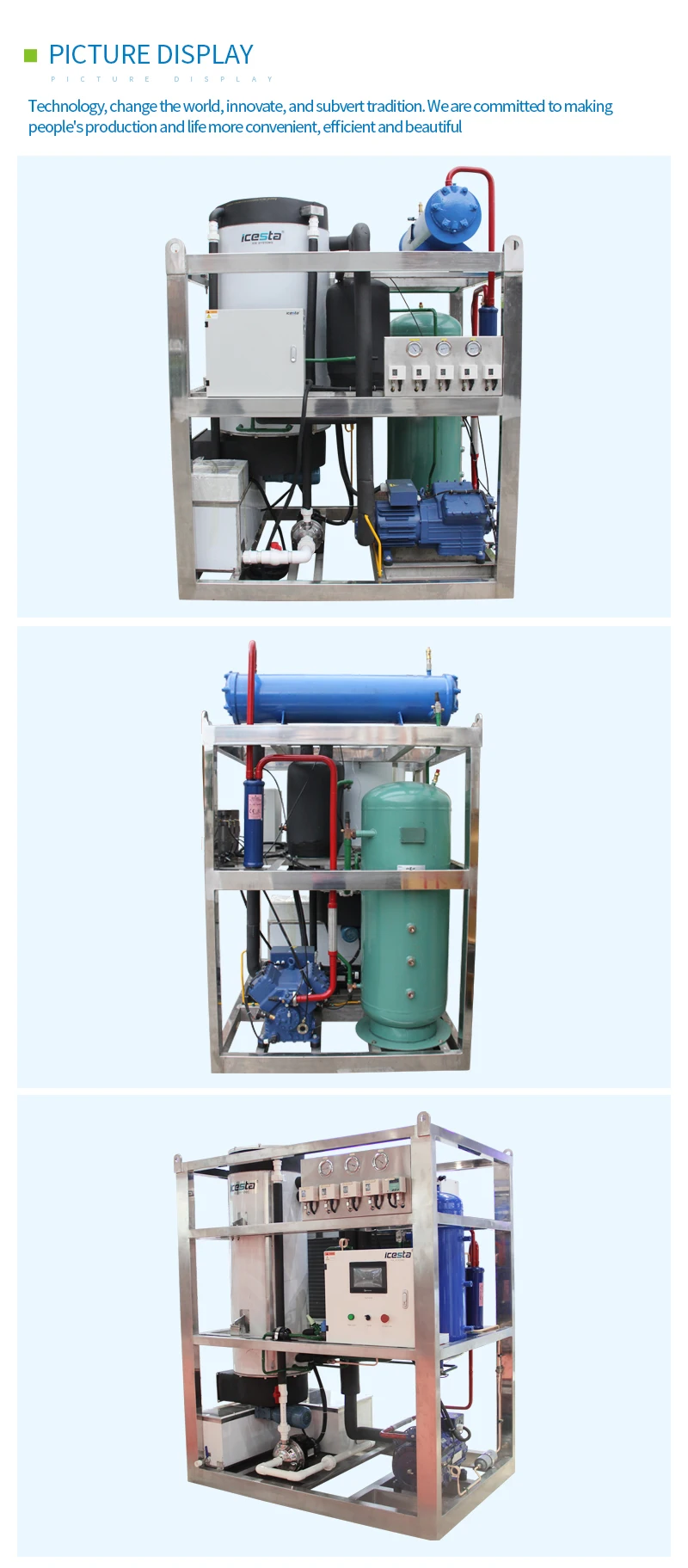 Refrigeration Equipment 1 Ton Industrial Commercial Ice Machine Price Tube Ice Making Machines For Sale