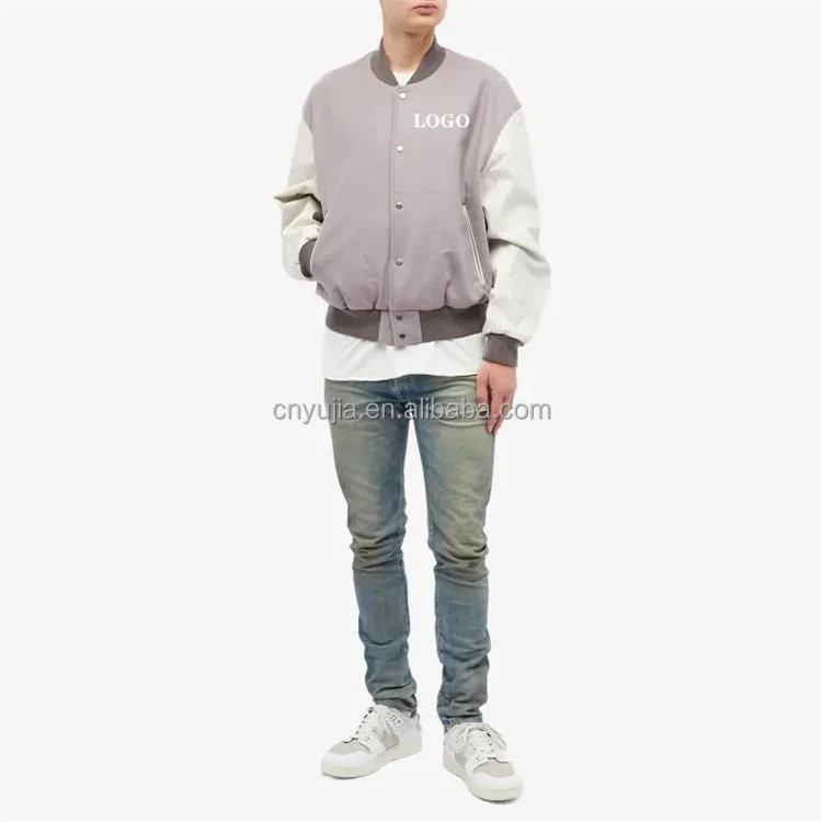OEM Custom patch chenille embroidery virgin wool bomber letterman varsity jacket  for men