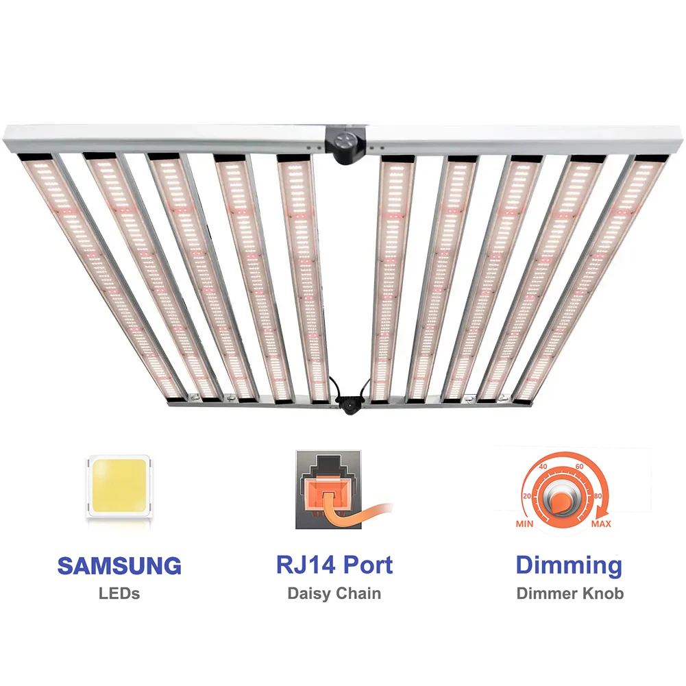 1000W Samsung LM301H LED Grow Light Strip Spider 10 Bar G1000W Dimmable Full Spectrum CO2 1000 watt LED Grow Light