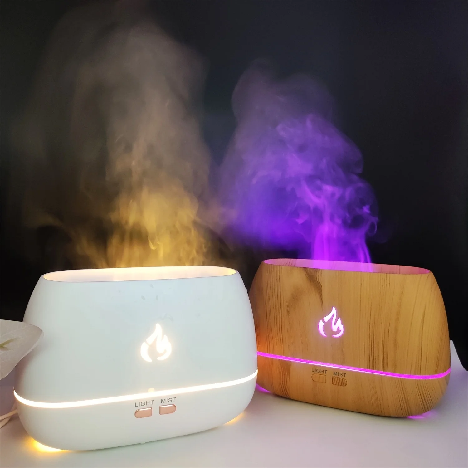 2023 High Quality Essential Oils Scent Ultrasonic Mist Led Simulation 3D Fire Flame Effect Aroma Air Humidifiers Diffusers