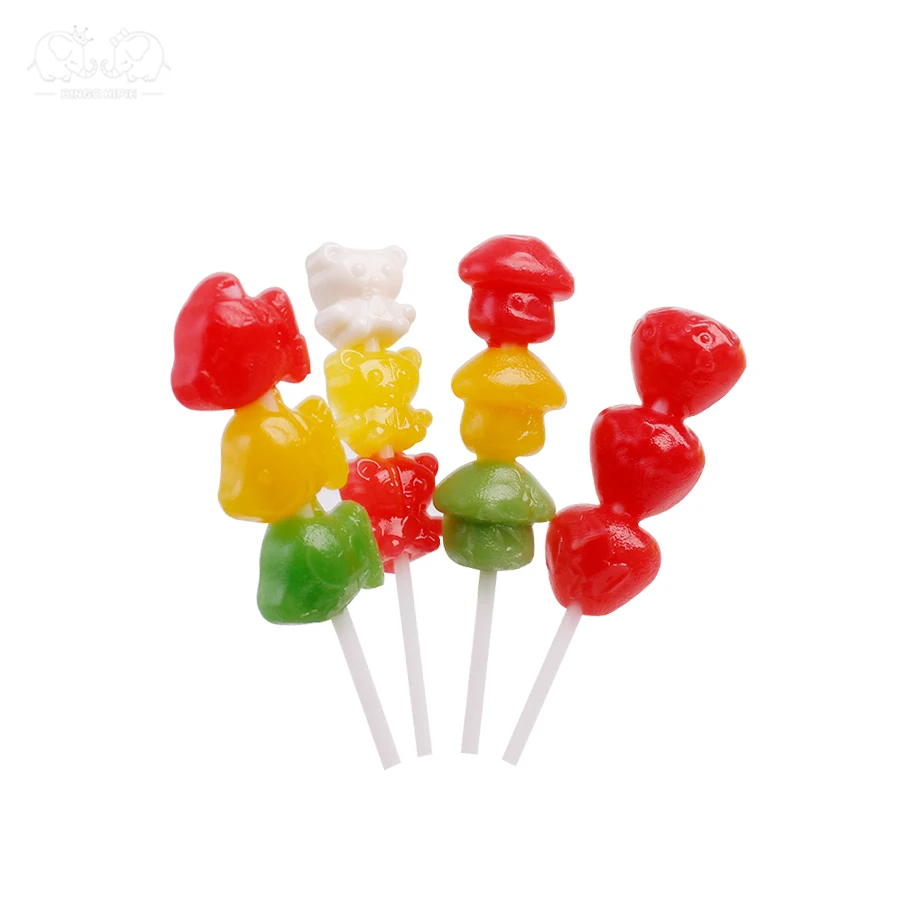 Confectionery Natural Tasty Delicious Bear Shape Fruity Lollipop Fruit Candy Flavors