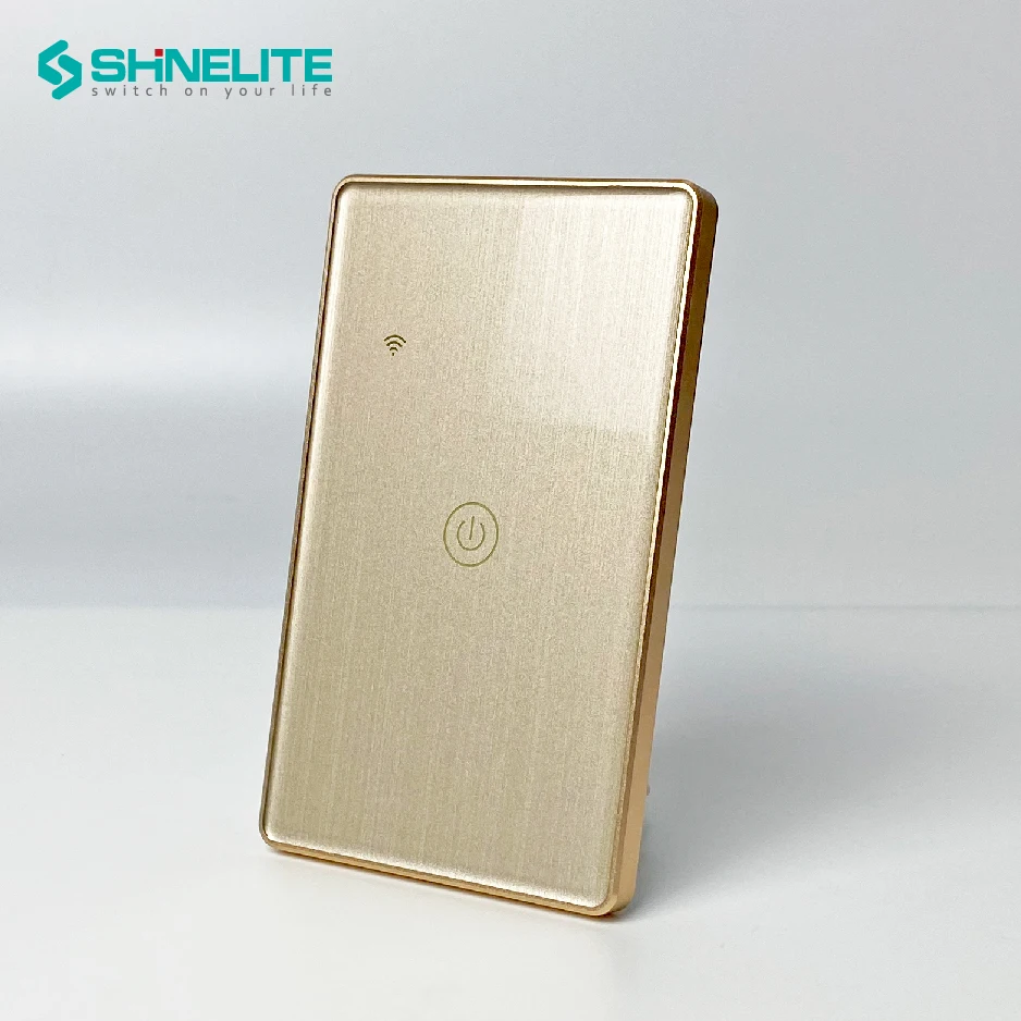 2022 новый дизайн Золотая оправа, вилка стандарта США Alexa Wi-Fi настенный выключатель света система управления 1 Gang умный переключатель