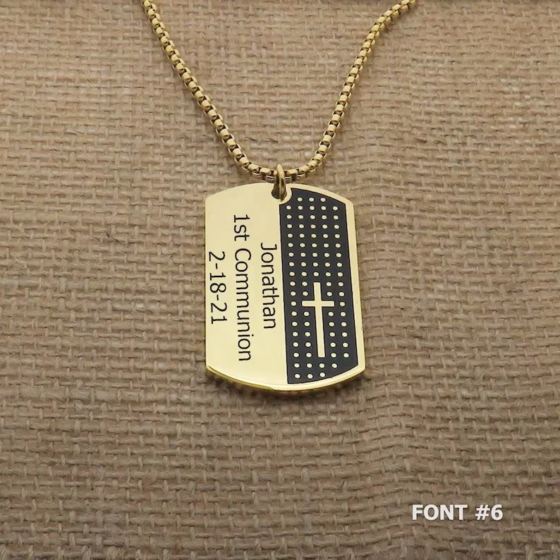 MECYLIFE Boys Men First Communion Necklace Jewelry Confirmation Gift Cross Name Date Necklaces