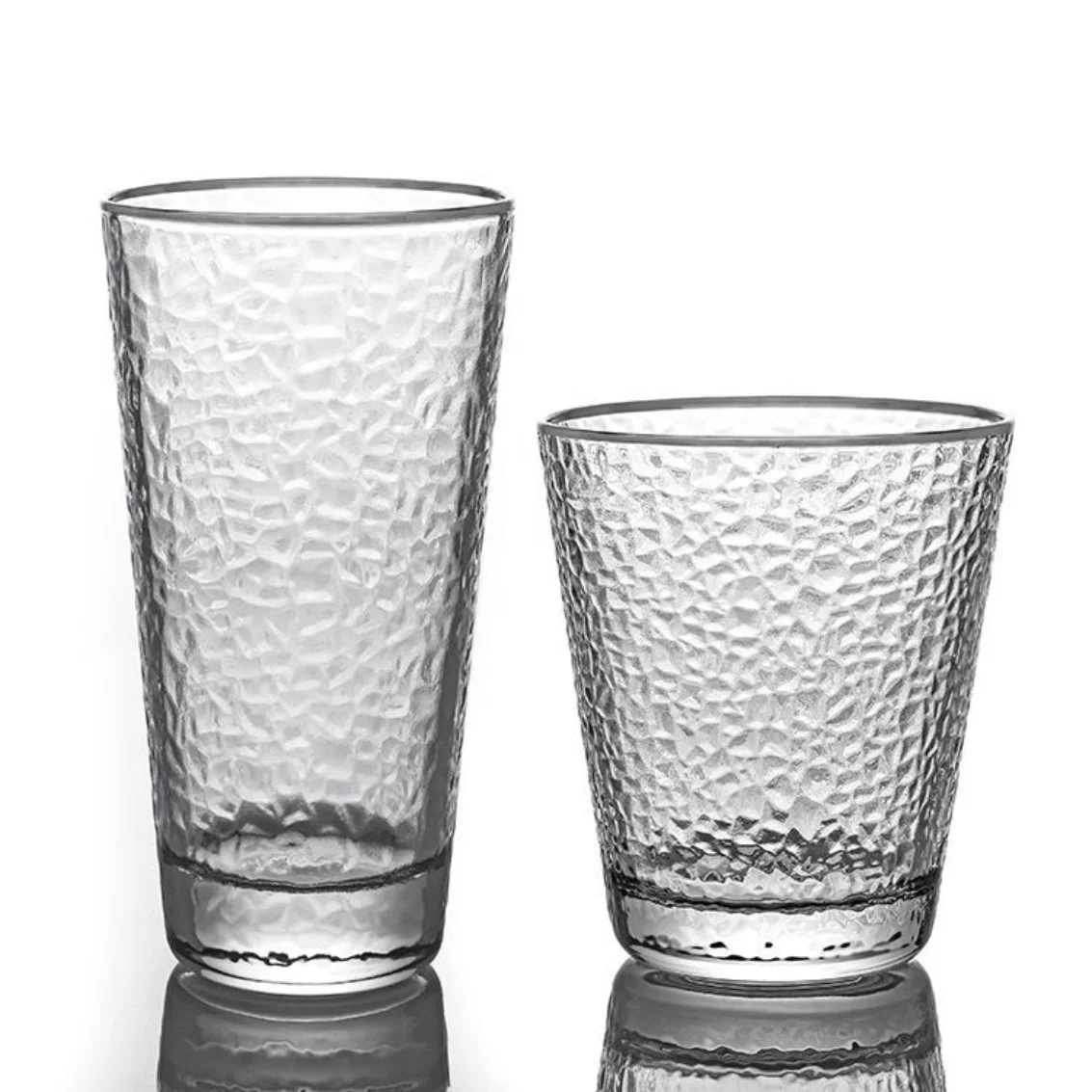 
Прозрачная стеклянная японская молотковая стеклянная креативная кружка для сока стеклянная кружка с высоким и низким уровнем пномром домашняя кружка для молока 