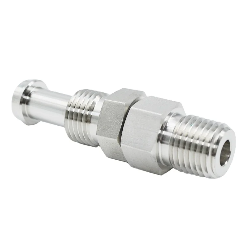 High Quality 316L Stainless Steel VCR Metal Gasket Face Seal Straight Through Adapter to NPT Fitting