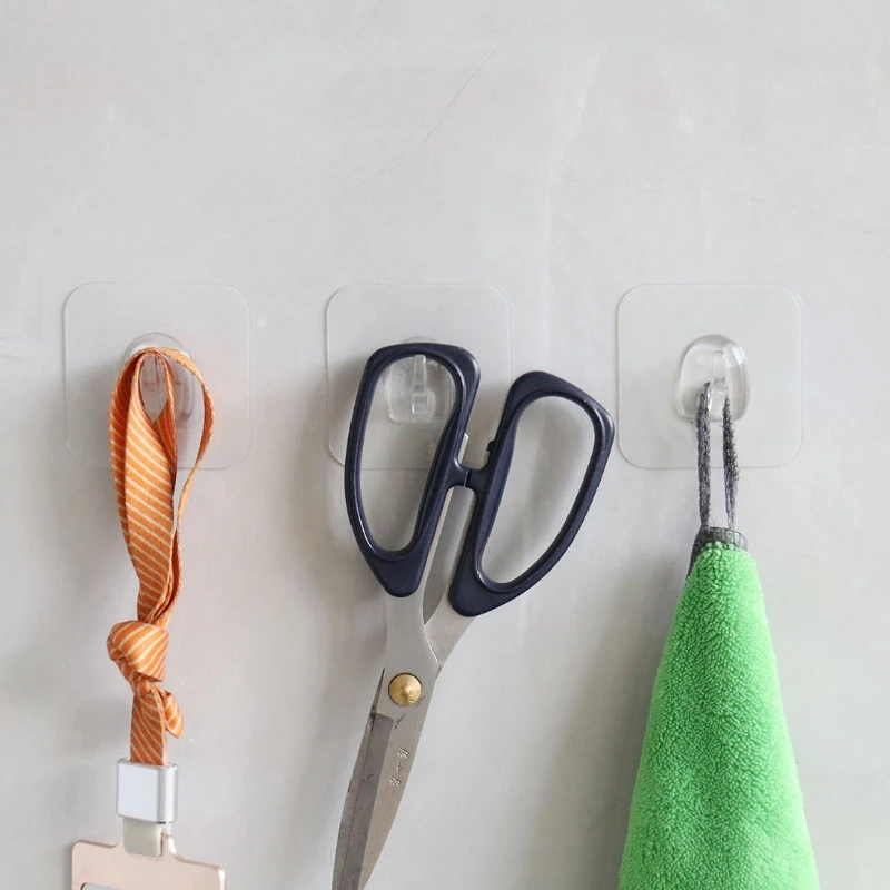 Adjustable Seamless Door Transparent Hook No Punching Bathroom Wall Hanger Hooks Double Shower Glass Door Self Adhesive Hooks