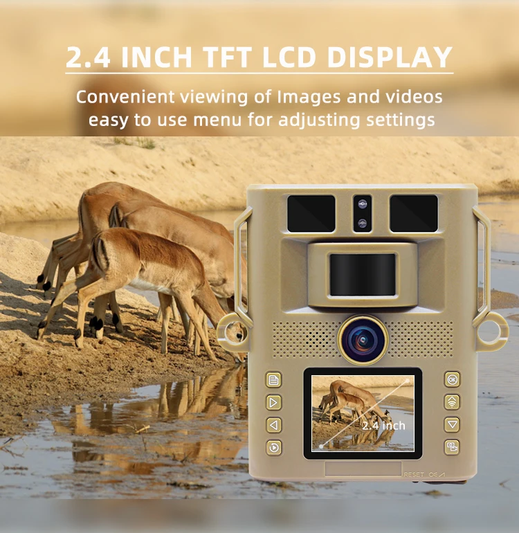 Readleaf 4K WIFI Trail Camera IP66 2.4 Inch TFT LCD Display Hunting Camera With Solar Panel