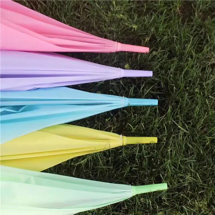 PVC Umbrella Pure Color Straight Umbrellas Wedding Party Street Decorations Umbrella