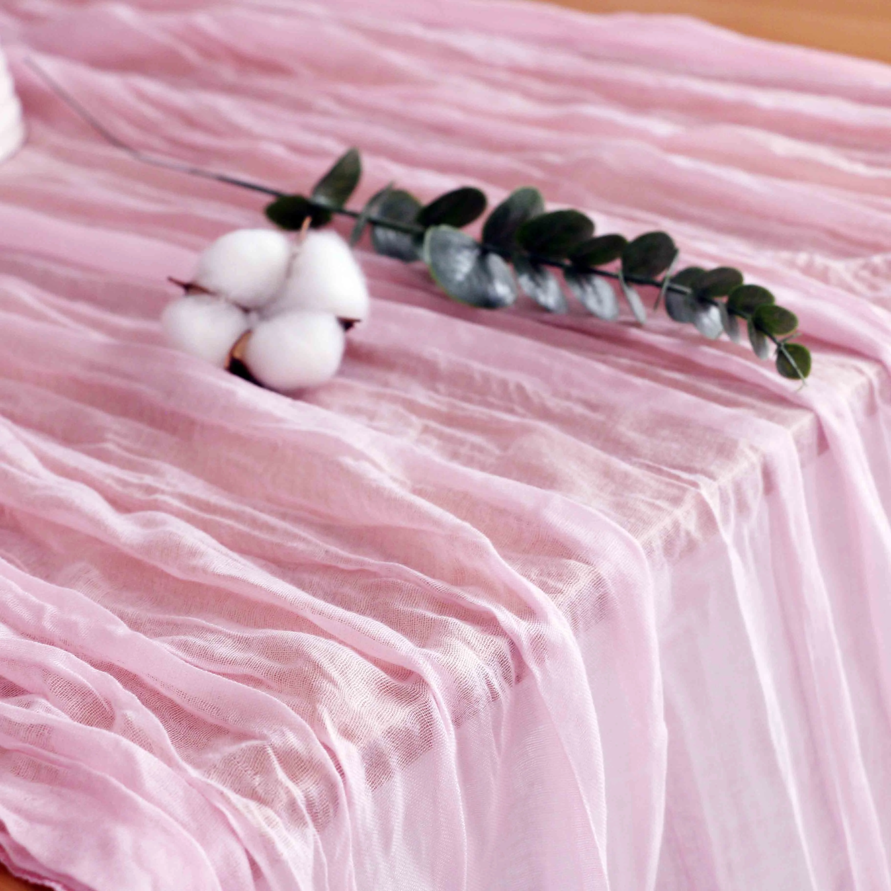 RU110 Baby shower birthday party wedding Christmas 60*400cm pink cheesecloth table Runner