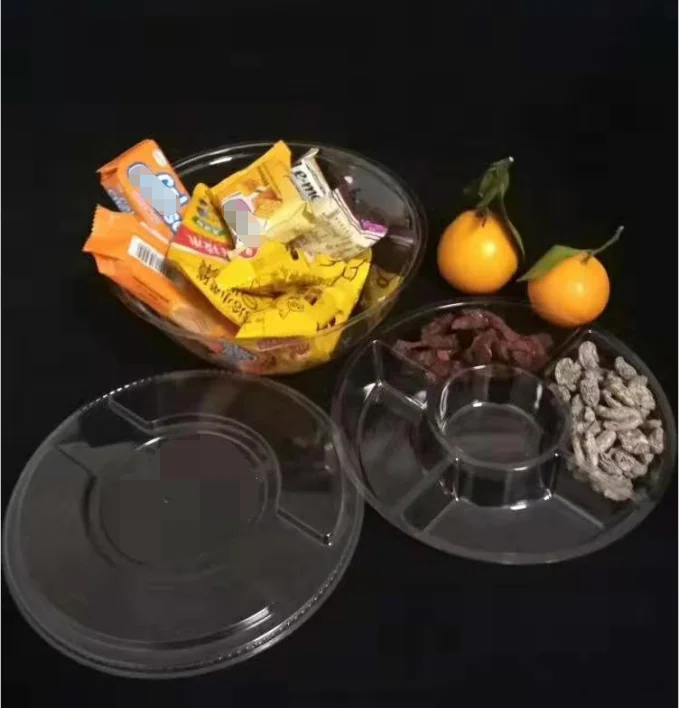 Custom transparent clear plastic fruit insert tray salad bowl  blister packaging tray with dividers