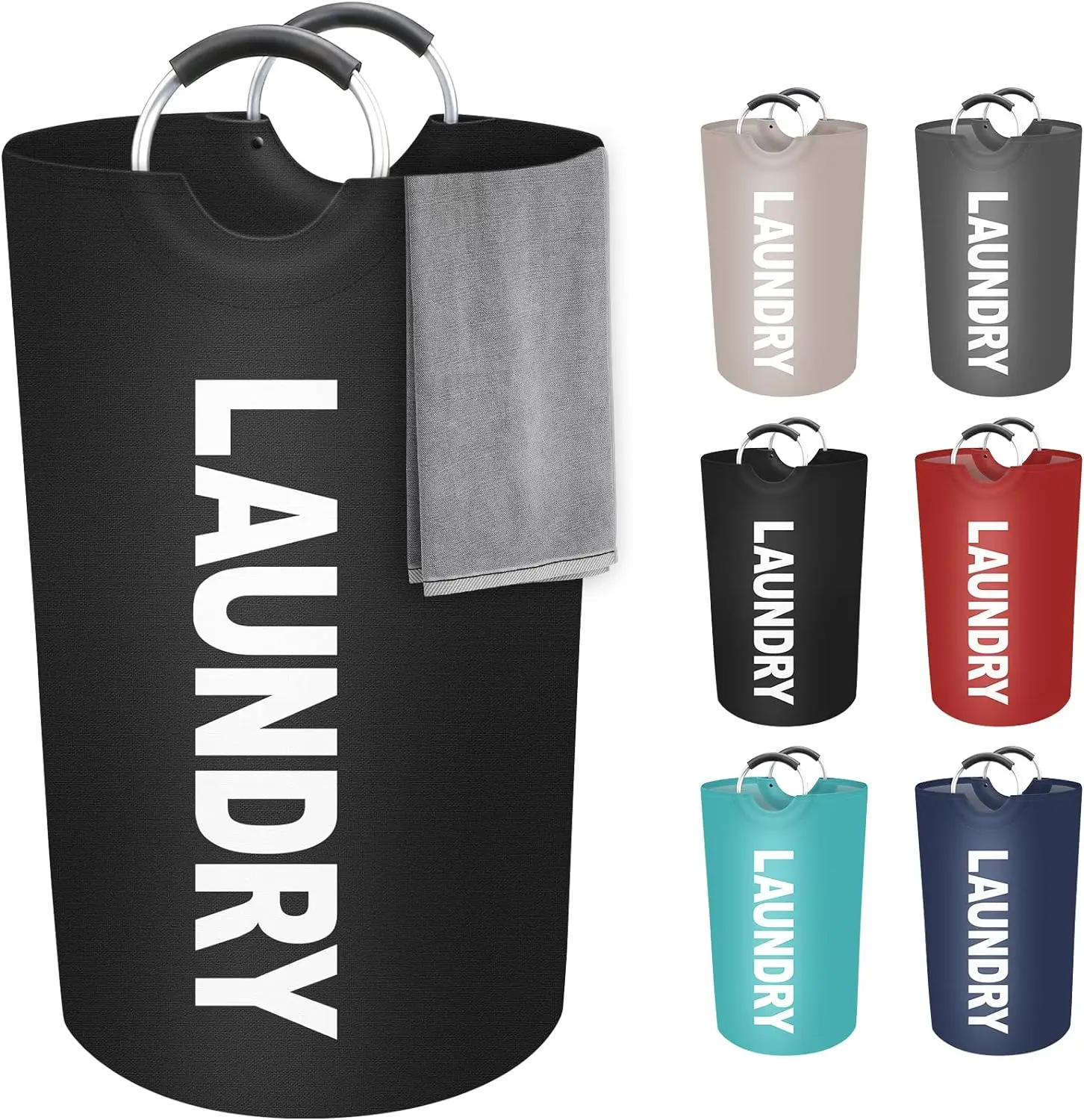 Oxford Washing Collapsible Foldable Hamper Dirty Clothes Basket Fabric Laundry Storage Bags With Alloy Handles For Bedroom