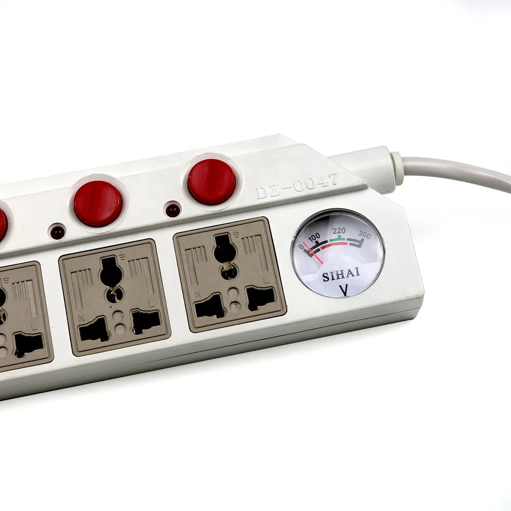 250V 4 gang Europe Universal /electrical Socket/ Extension Outlet/ Plug 3 Pin /power strip/ with Voltmeter