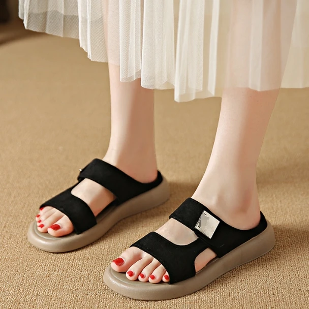 UP-0843J 2024 New Style Flat Shoes 42 size Casual Beach Sandals for Women