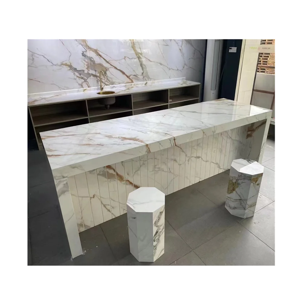 wholesale calacatta gold kitchen island porcelain slab wall sintered stone counter top