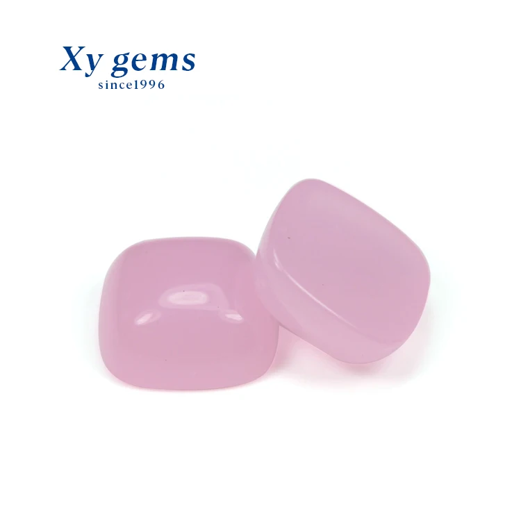 xygems wholesale loose gemstones 7x9mm oval shape cabochon flat bottom jade glass stone