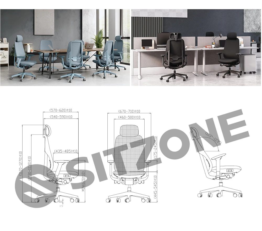 Sitzone High Back Adjustable High Back Mesh Office Furniture Ergonomic Chair Office Executive Design Swivel Chair