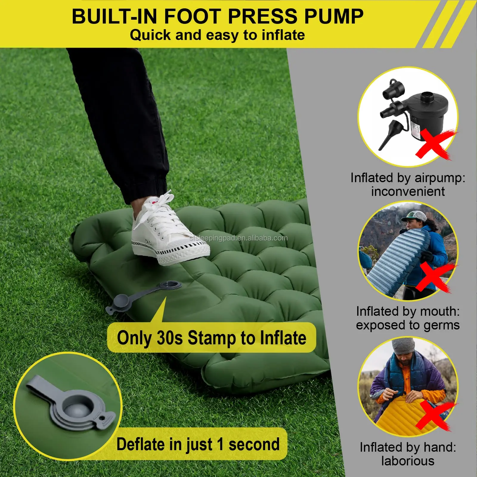 Ultralight 2 Person Air Camping Mat Inflatable Double Sleeping Pad for Backpacking Traveling and Hiking