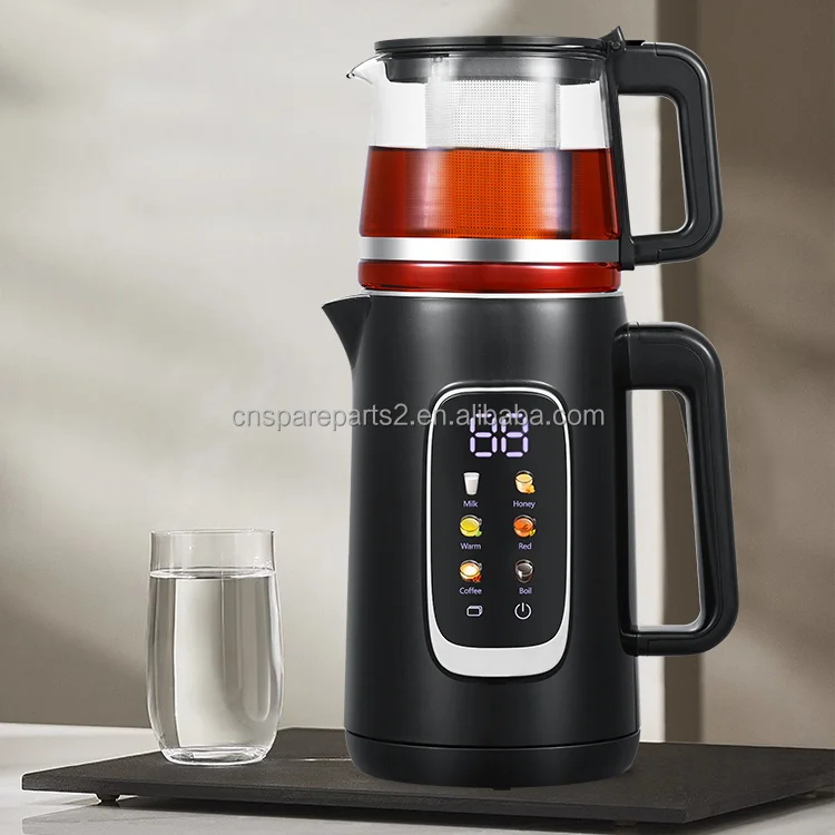 Smart Home Appliances Middle East Market Turkish Tea Kettle Real Time Temperature Display 1.5l +1.0l Tea Maker Machine