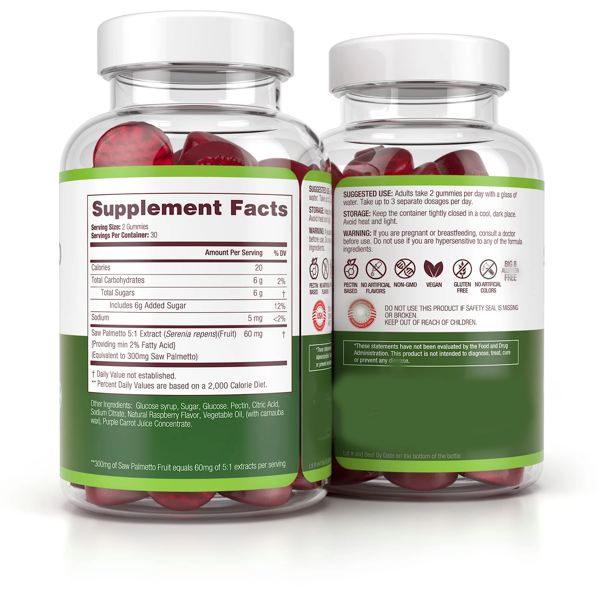 Premium Saw Palmetto Gummies for Hair Loss Support Men and Women  Prostate Health and  DHT Blocker Vegan Halal Gummies