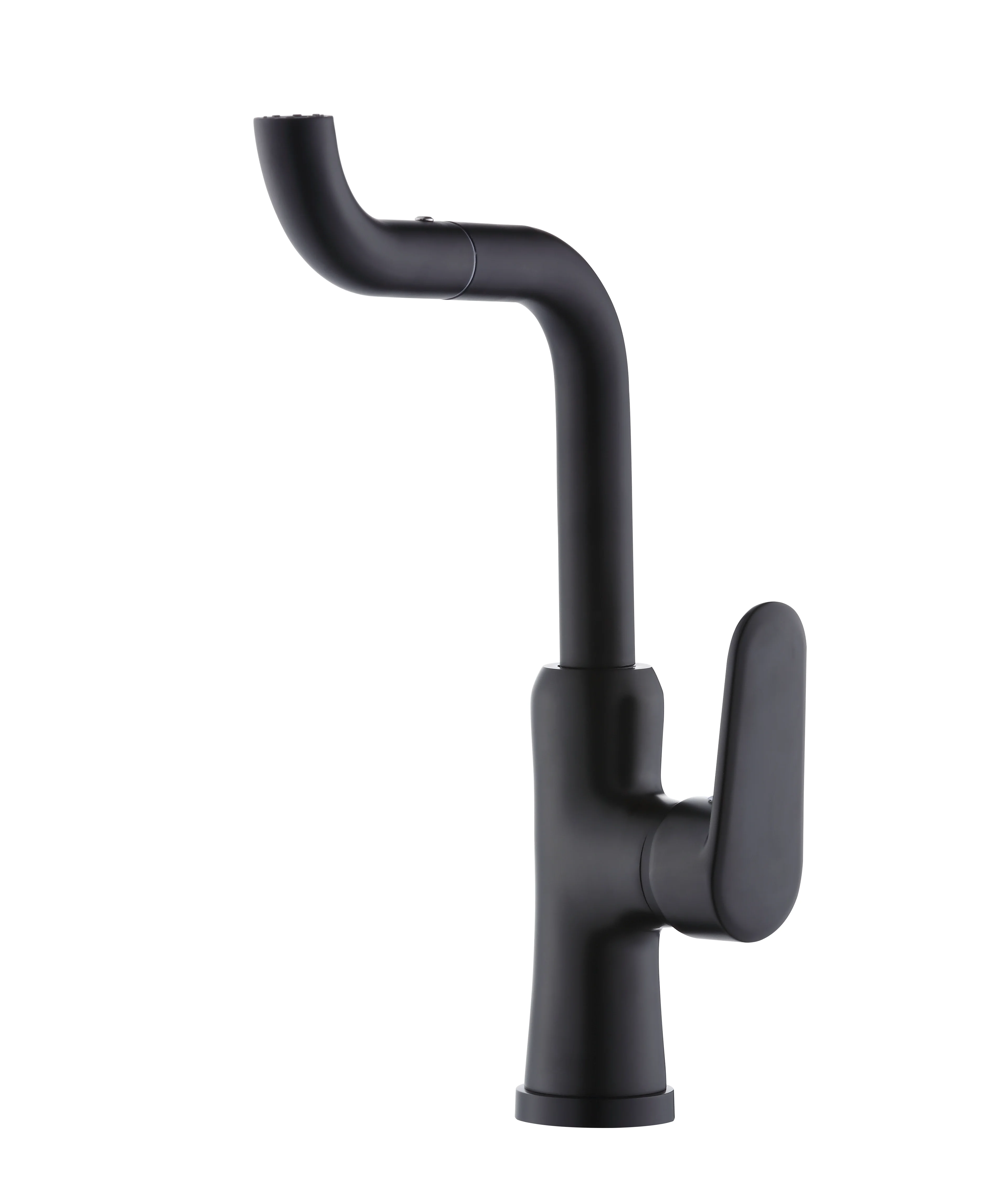 
New Fashion Deck Mounted Kitchen Sink Faucets Single-Hole 720 Degree Rotation brass turn ball with Matt black 