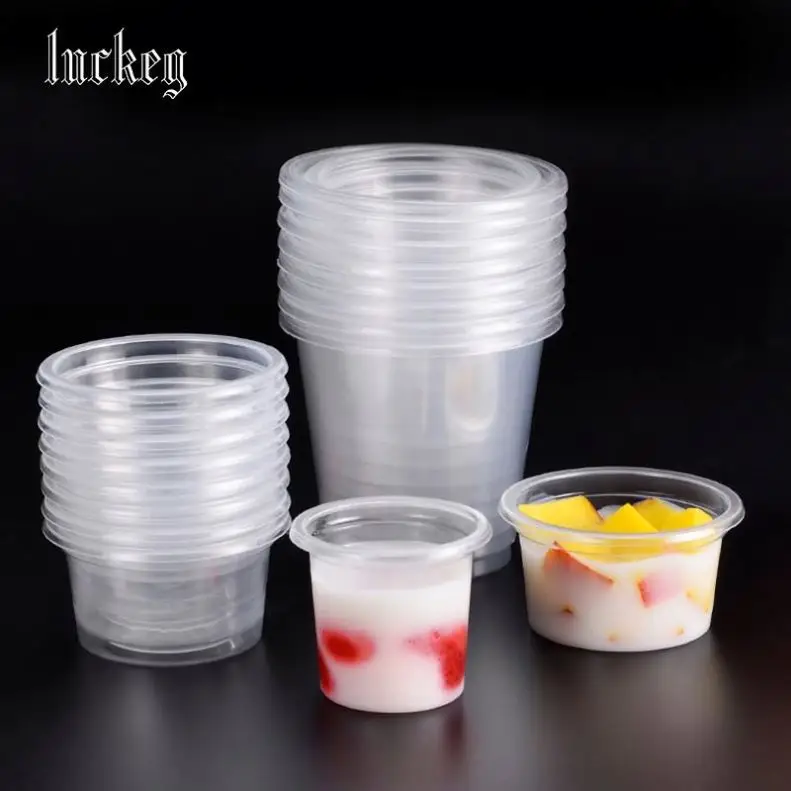 Mousse cup 5.4oz square disposable clear PS plastic cup with lid spoon for pudding jelly dessert snack