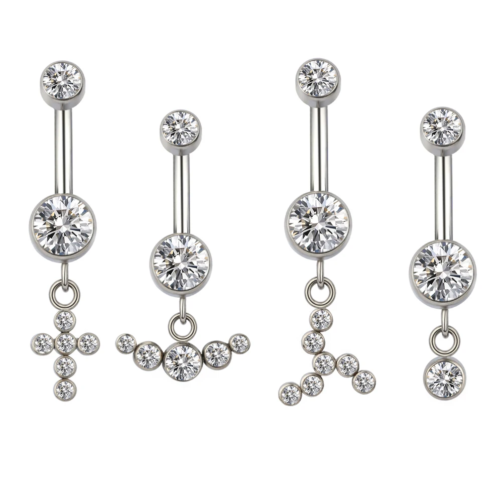 GZN Belly Button Ring Collection G23 Titanium 14G Internal&External Thread Body Jewelry Piercing Navel Ring Wholesale