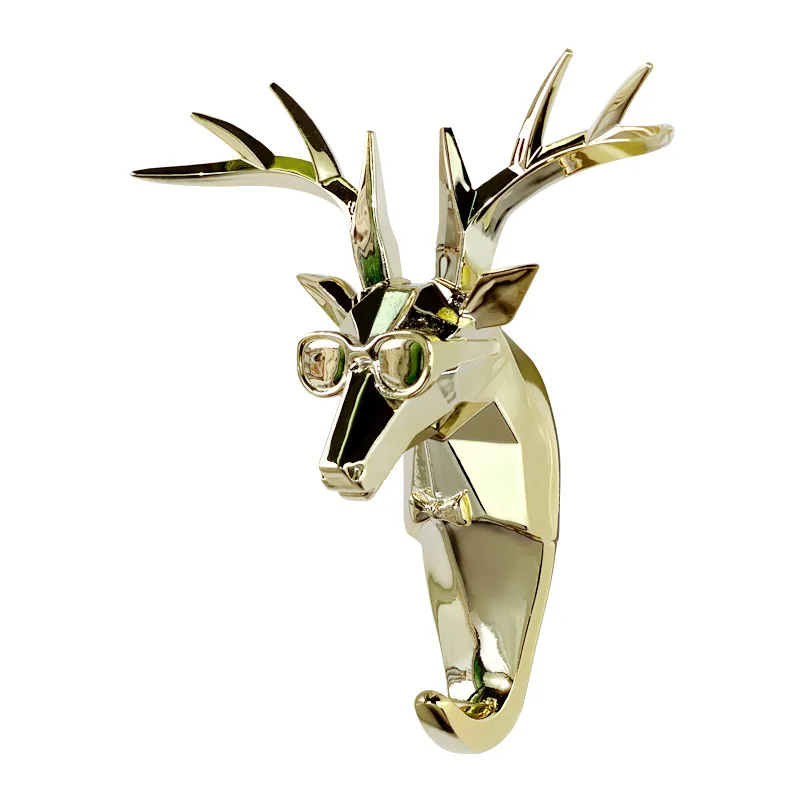 Retro deer head hanging coat hat scarf key wall decoration creative animal wall hanging hook