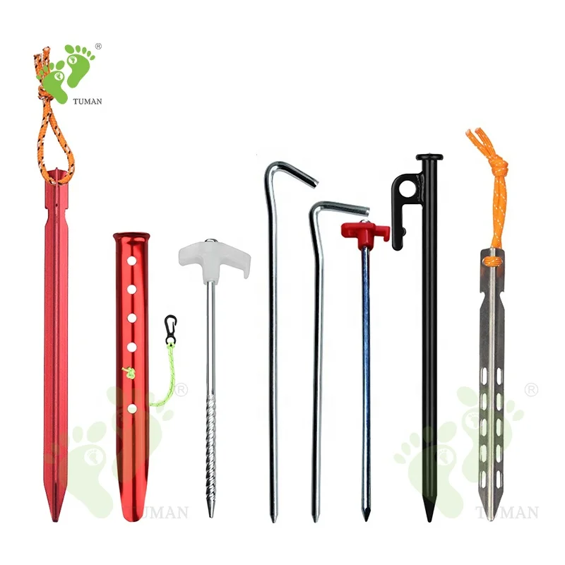 Longsen heavy duty outdoor camping tent Aluminum alloy stake and beach multi colors camp metal stake Tent Accessories