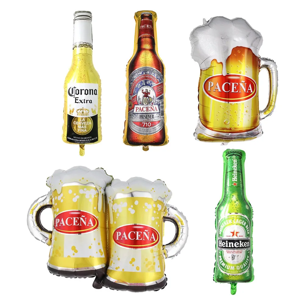 Mexican Carnival Party Decorations Corona Beer Glasses Bottles Aluminum Foil Balloons Wholesale