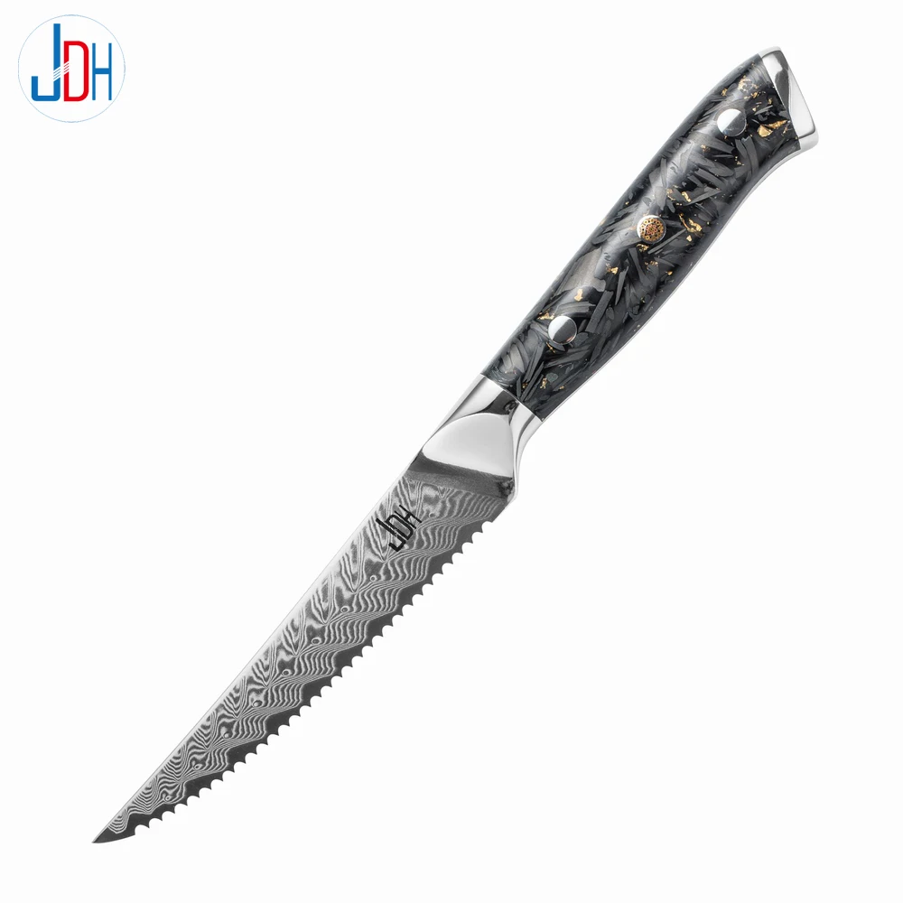 4.5 inch  Steak Knife Damascus Kitchen Knife 67 Layers Damascus Steel with Acrylic Handle Black