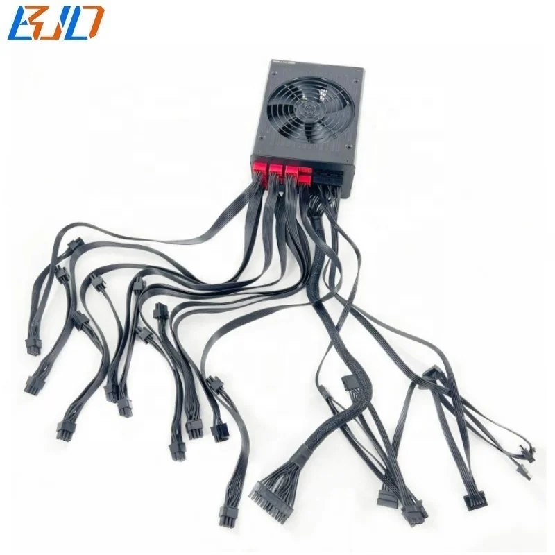 2400 Вт полный модульный импульсный источник питания PSU 180V-277V с тихий вентилятор 95% эффективность Поддержка 8 видеокарта