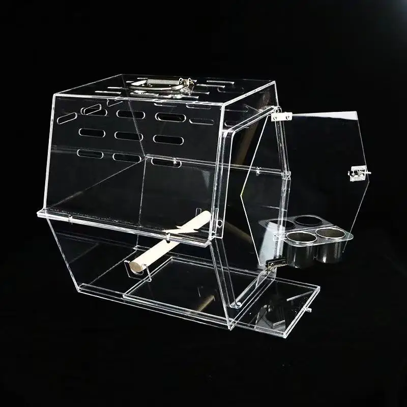 Factory selling modern design acrylic Peony Budgie thrush small parrot bird breeding portable cage Bird carrier
